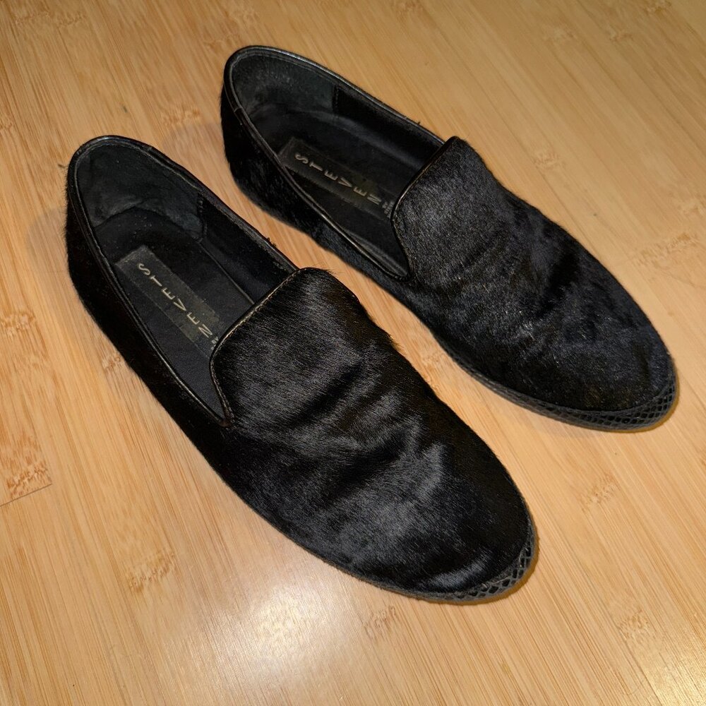 Steve Madden Black Fur Cluch Flats